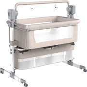 Culla elettrica - Wieg - Letto per bambini - Letto a sbarre - Bluetooth - Mobili - Portatile - Trasportabile - Cappezza - Marrone/Cenere