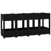 Fioriera rialzata per piante e fiori giardino 160 x 40 x 71 cm polipropilene nero 02_0000923