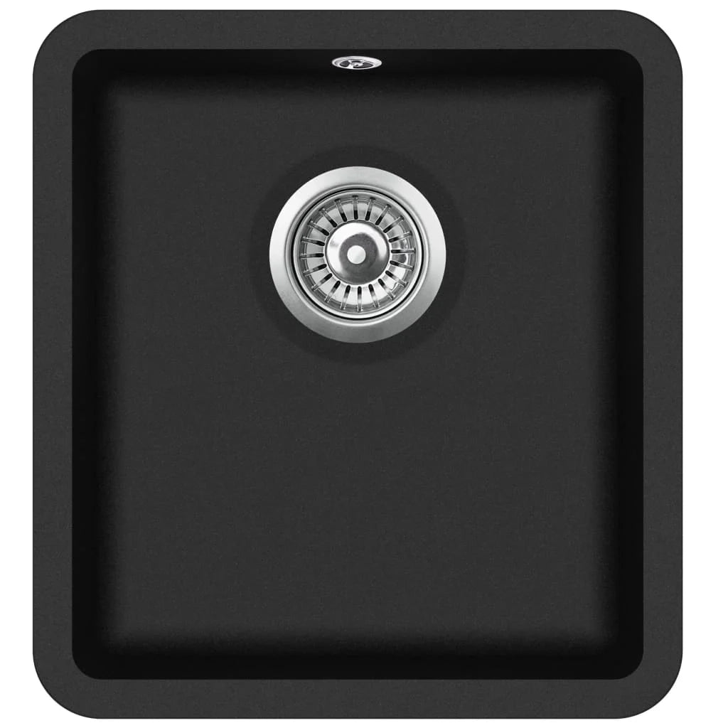 Lavello da cucina in granito vasca singola 42 x 46 cm nero 02_0002329