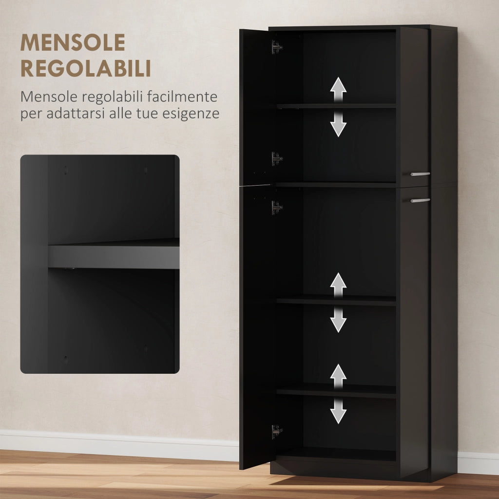 Armadio a muro con 2 ante scorrevoli e ripiani regolabili ¨C zephmum ¨C nero, legno, 59x31x155 cm