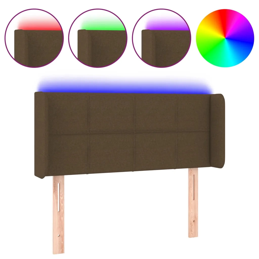 Testiera | Testata a LED Marrone Scuro 93x16x78/88 cm in Tessuto