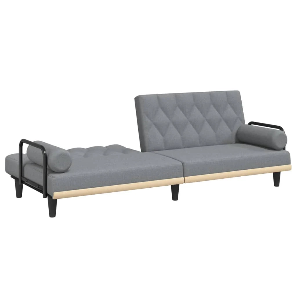 Divano letto con braccioli tessuto grigio chiaro 02_0020408