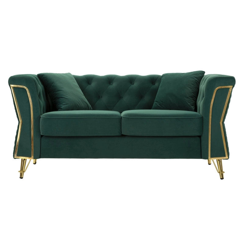 Divano Emy Verde Con Cuscini cm 162x83x76