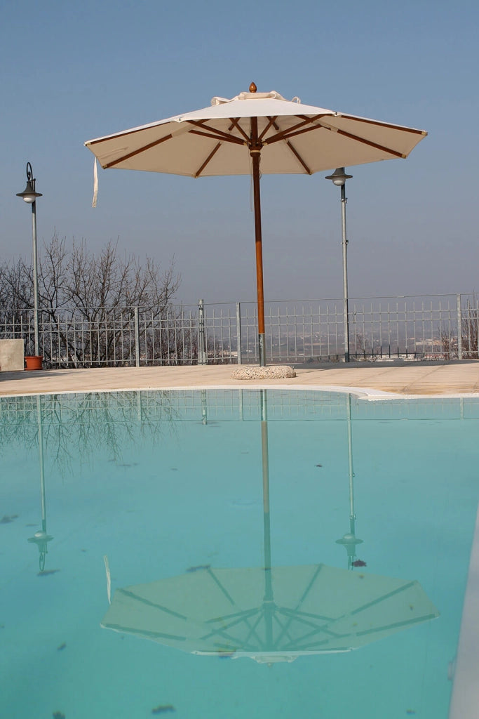 Ombrellone da Giardino Ø3,5 m Palo Ø48 mm in Legno Telo in Acrilico Danieli Havana Ecrù