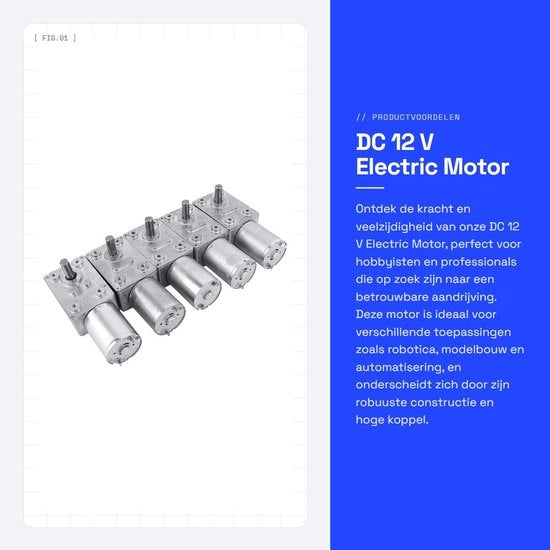 Motore elettrico DC 12 V - Alta coppia - Robusto e duraturo - Alluminio - Motore con ingranaggio a vite a turbo - Per diverse applicazioni - 62 giri al minuto