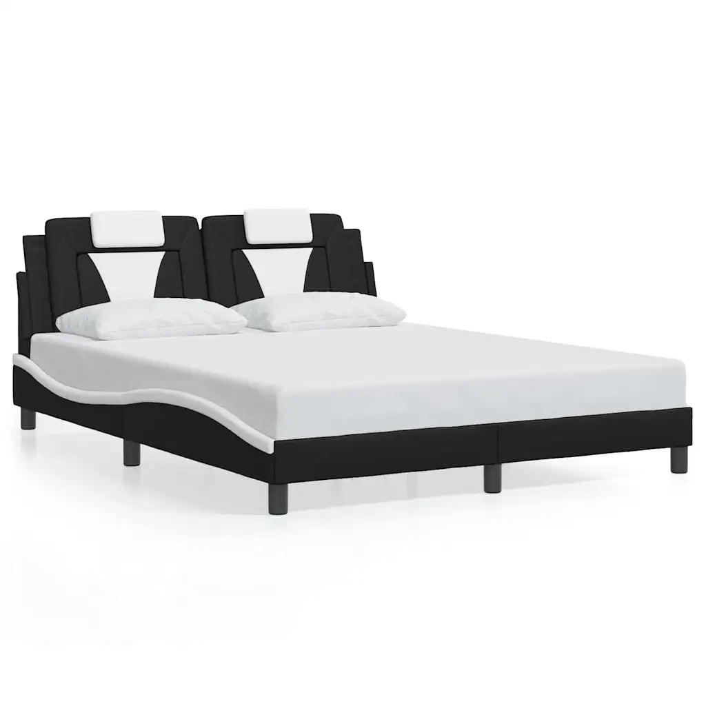 Giroletto con Testiera Nero e Bianco 160x200 cm in Similpelle