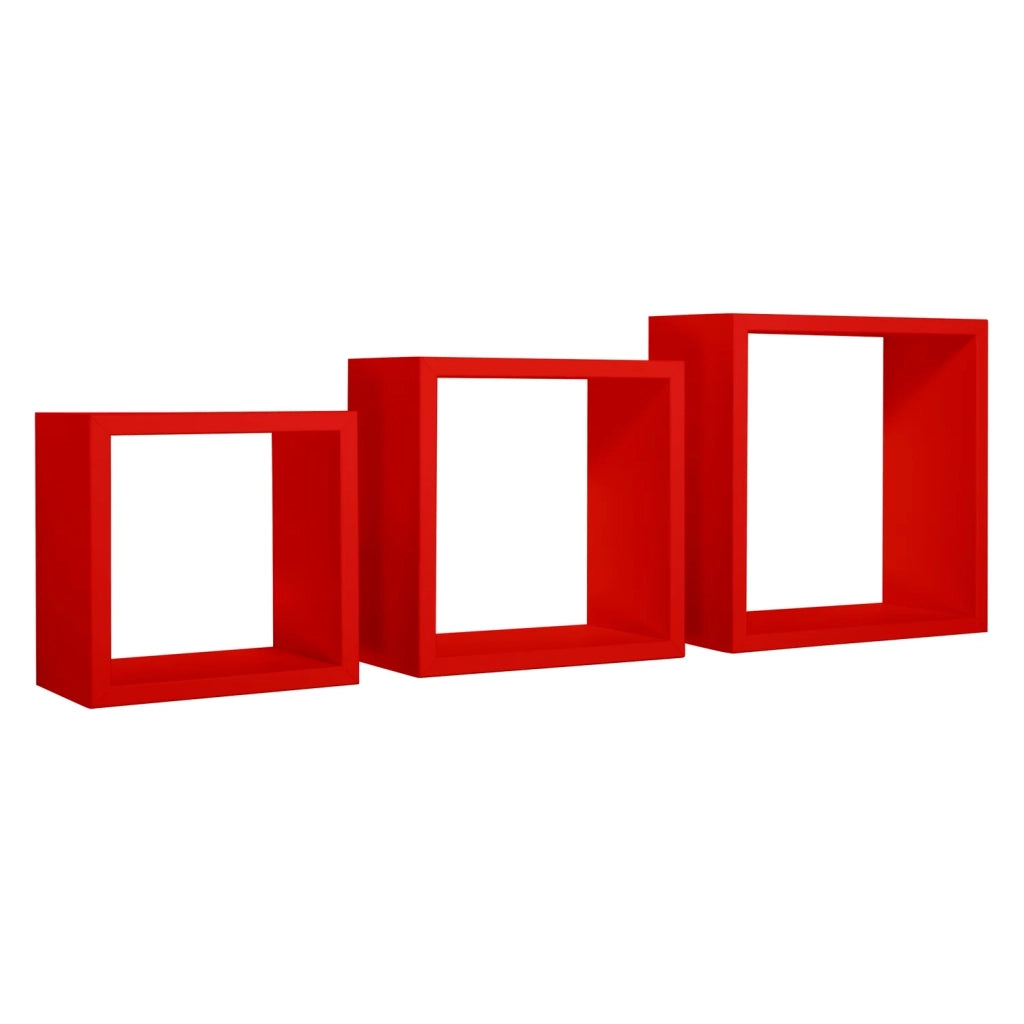 Mensole a cubo da parete set di 3 pz componibile colore Rosso mod. InCubo