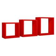 Mensole a cubo da parete set di 3 pz componibile colore Rosso mod. InCubo
