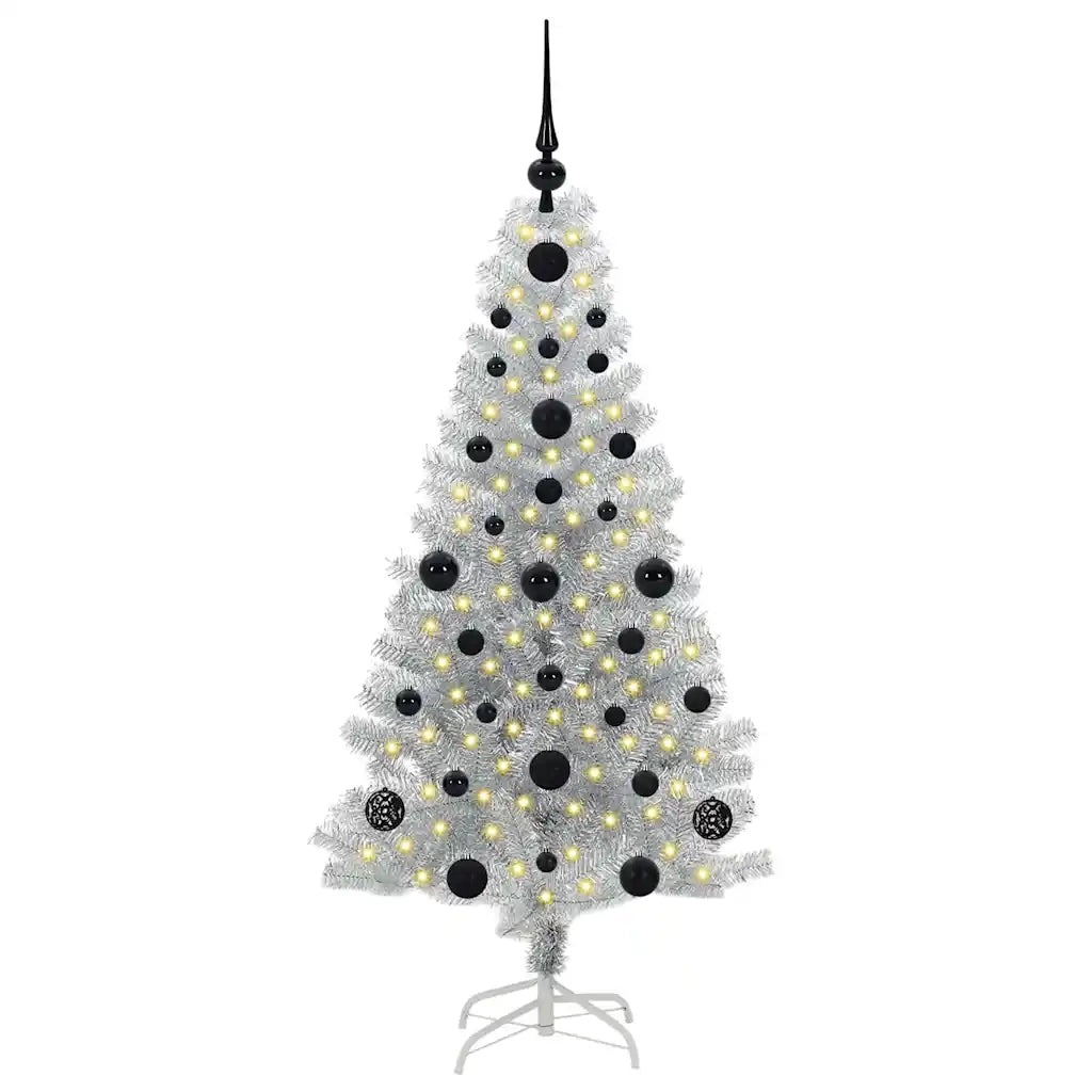 Albero di Natale con 150 LED con supporto Argento 120 cm PET