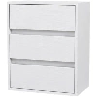 Cassettiera 3 Cassetti Moderna in Legno Bianco, 40x30x50.5 cm