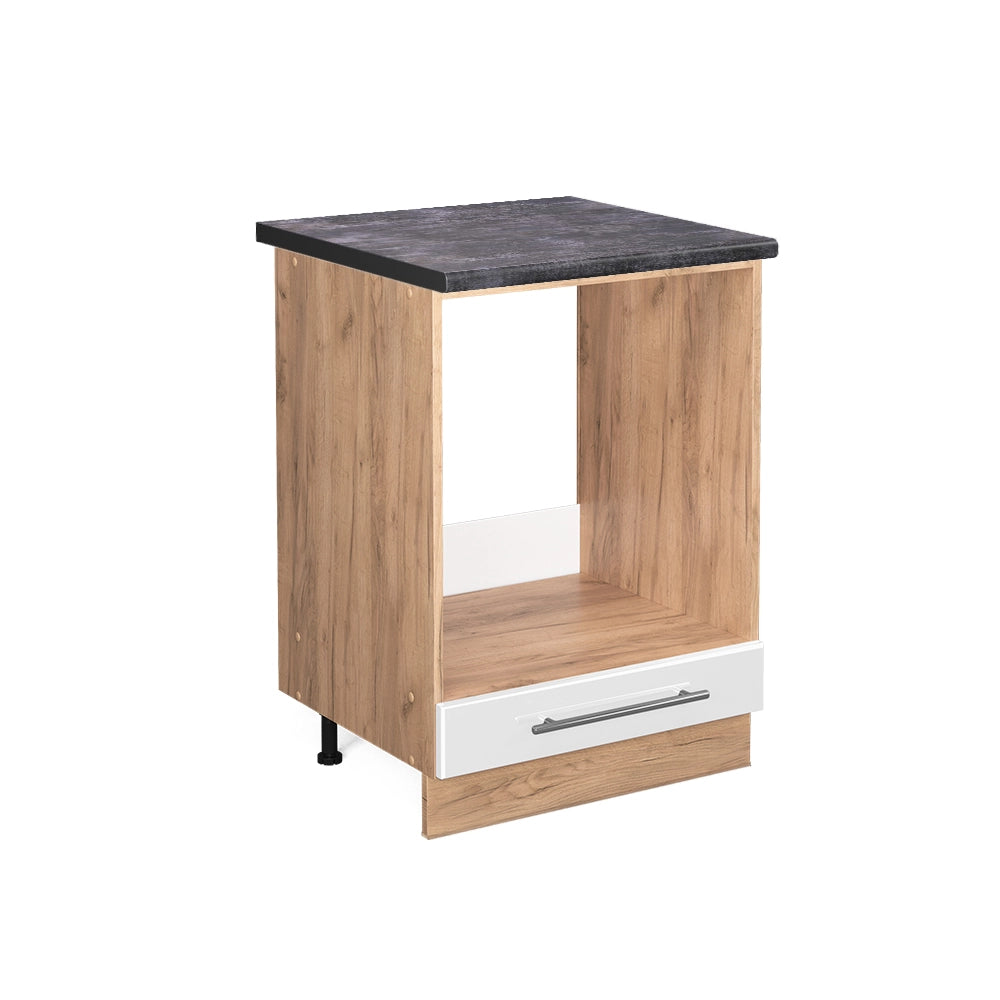 Mobile per forno da incasso Fame-Line Bianco lucido/Rovere dorato 60 cm, PL Antracite Vicco