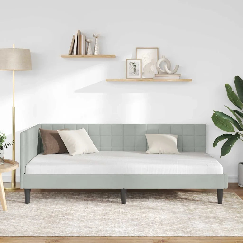 Cornice del letto ad angolo Grigio chiaro 100 cm x 200 cm