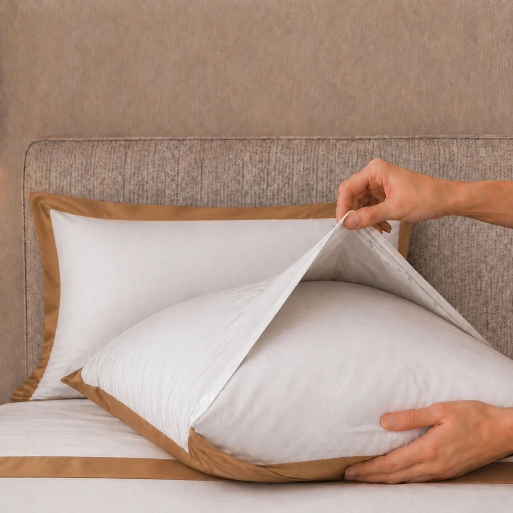 Set Lenzuola Letto Matrimoniale 100% Cotone | Lenzuolo Piano 250x295 cm, Lenzuolo con Angoli 175x200 cm e 2 Federe Coordinate | Lenzuola con Balza Decorativa in Raso Beige