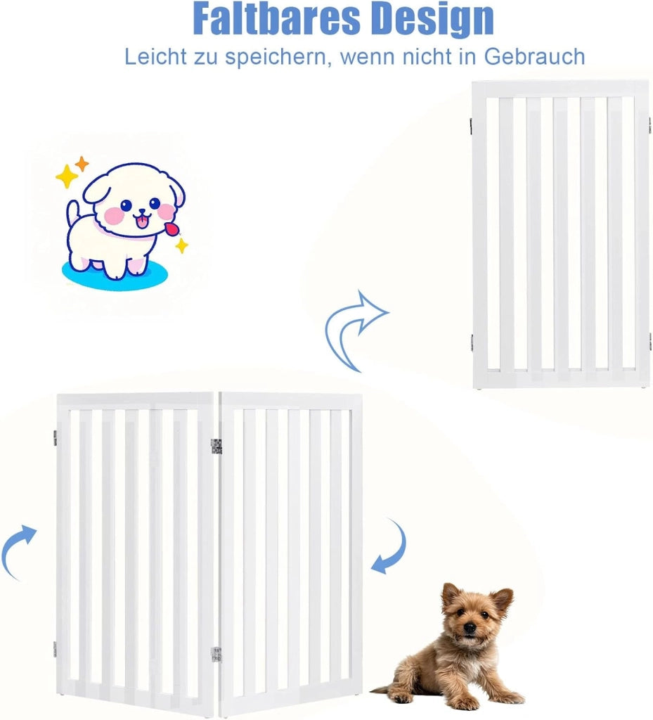 Barriera di sicurezza Cane, Recinzione per scale e porte pieghevoli, per cani e gatti, di piccole e medie dimensioni, per scale, porta, bianco (2 x 89 x 50 cm)