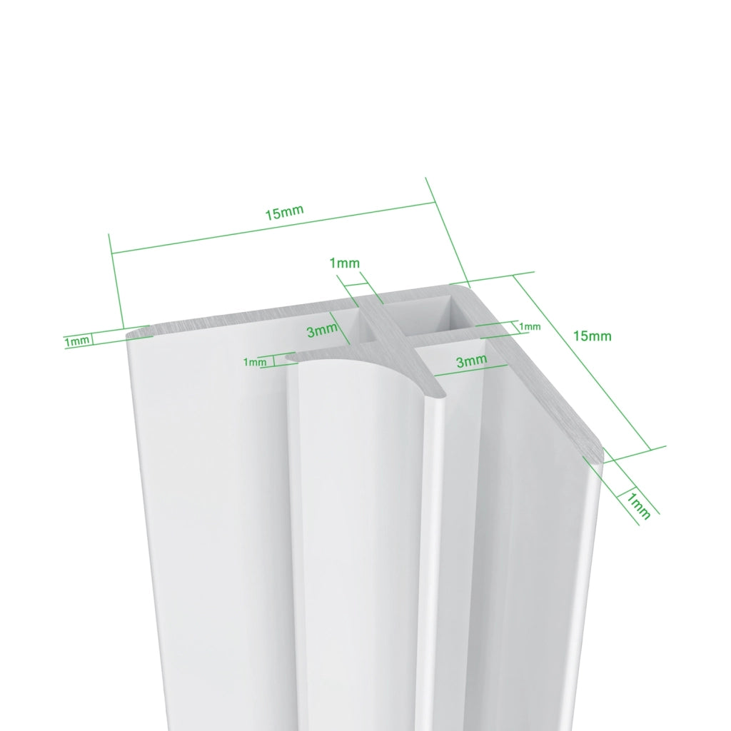 H.210 cm Pannello Doccia ad Angolo 40x100x120 cm Realizzato in Alluminio da 3 mm con Profili Finitura Bianco Opaco per Rivestimento Parete Bagno