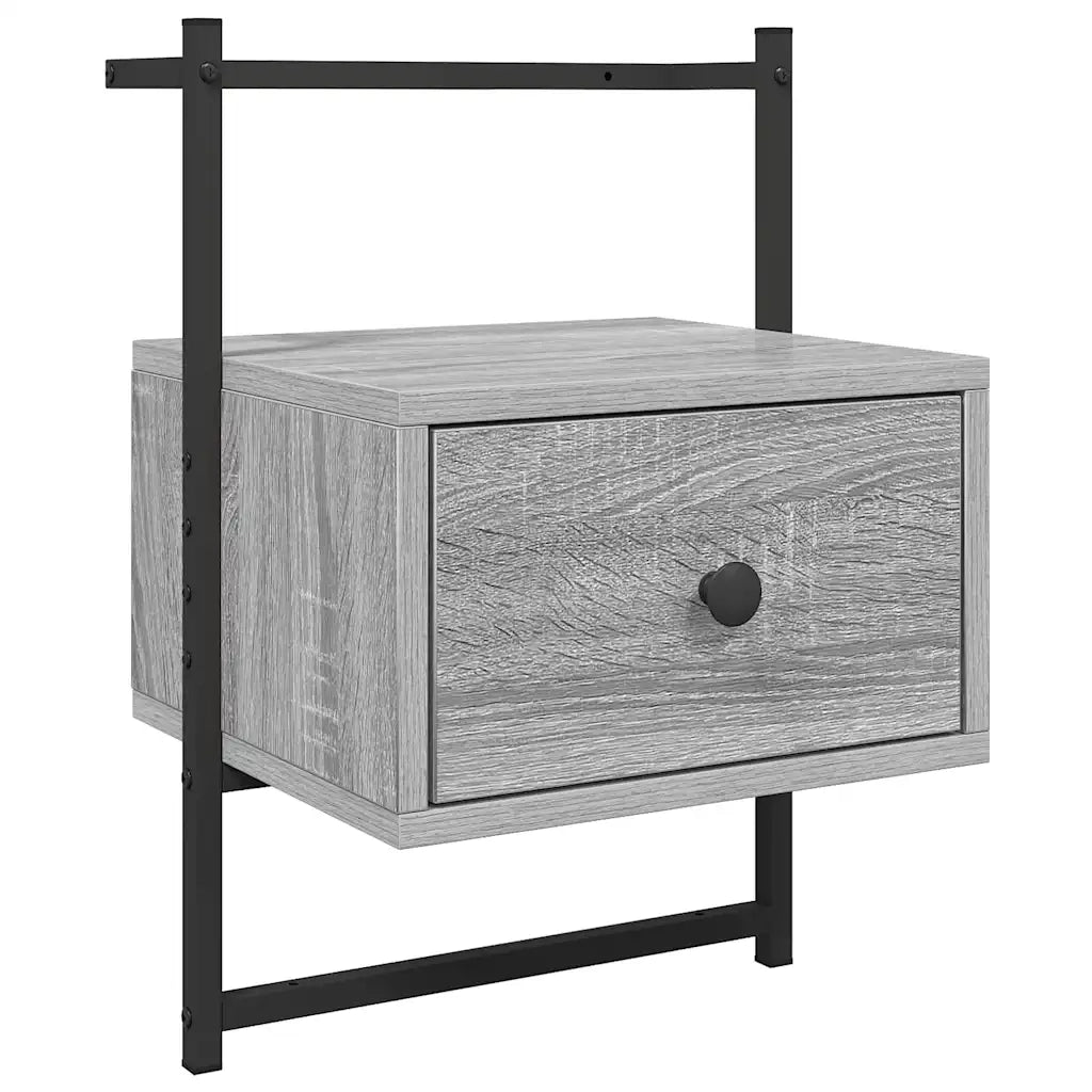 Comodino a Muro Grigio Sonoma 35x30x51 cm Legno Multistrato 833449