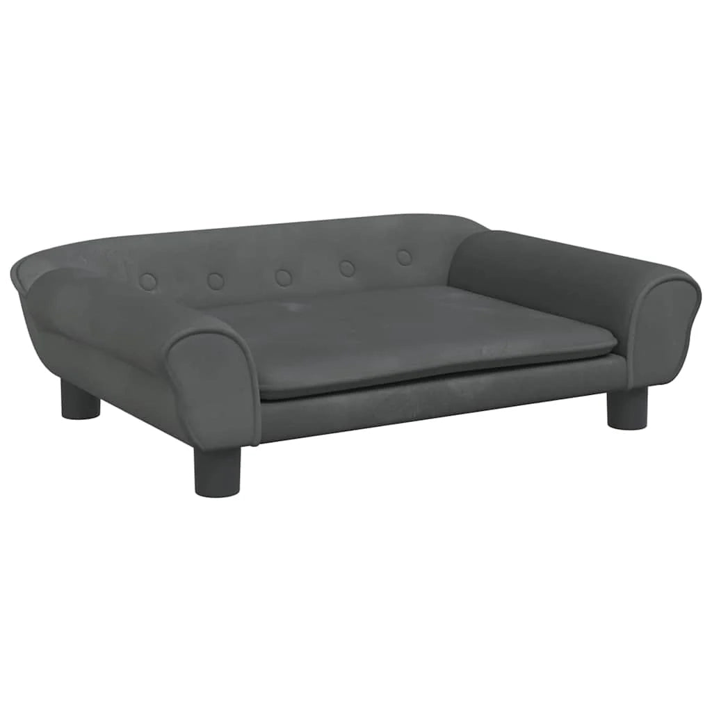 Cuccia per cani comoda cesta da divano scura 70 x 48 x 22 cm velluto grigio 02_0043178