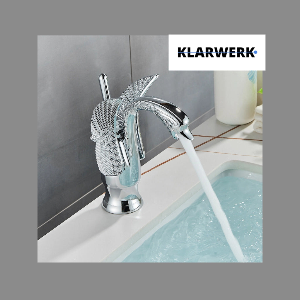 ADRIAN|Rubinetteria da bagno di design in acciaio inox con effetto cigno per lavabo di lusso cromato lucido, ristorazione|miscelatore bagno 2 attacchi