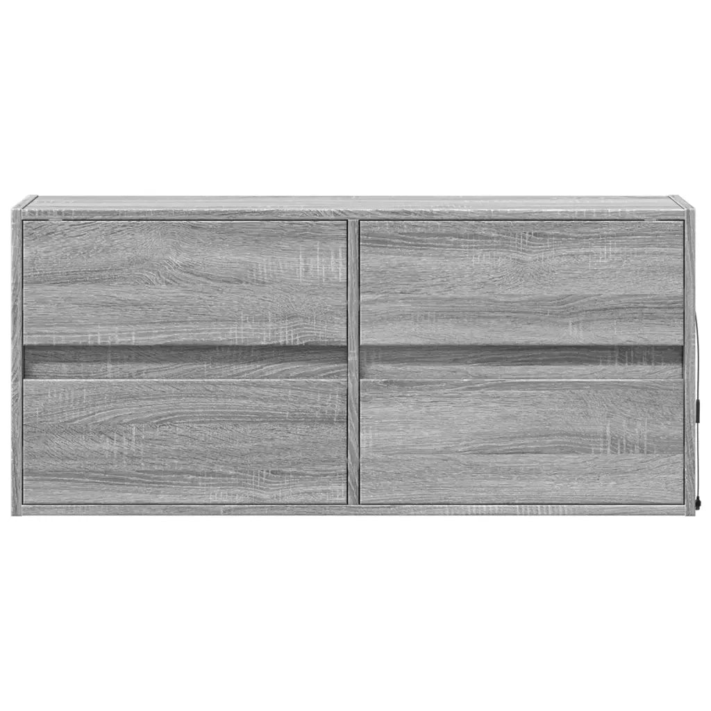 Mobile TV a Parete con Luci LED-Mobile TV a Muro Grigio Sonoma 100x31x45 cm 816159