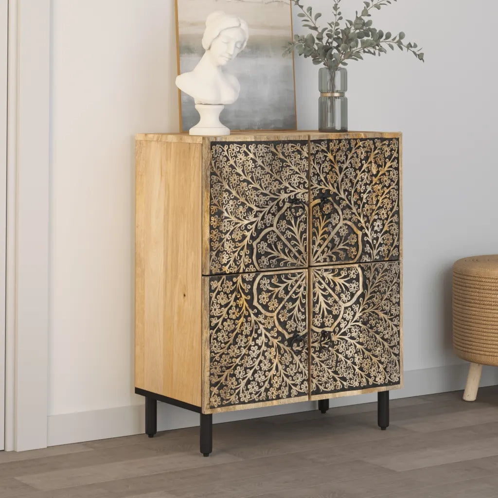 Credenza 60x33x75 cm in Legno Massello di Mango 358238