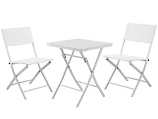 SET GIARDINO FOLD WHITE IN RATTAN SINTETICO PP TRE PEZZI    VETTE