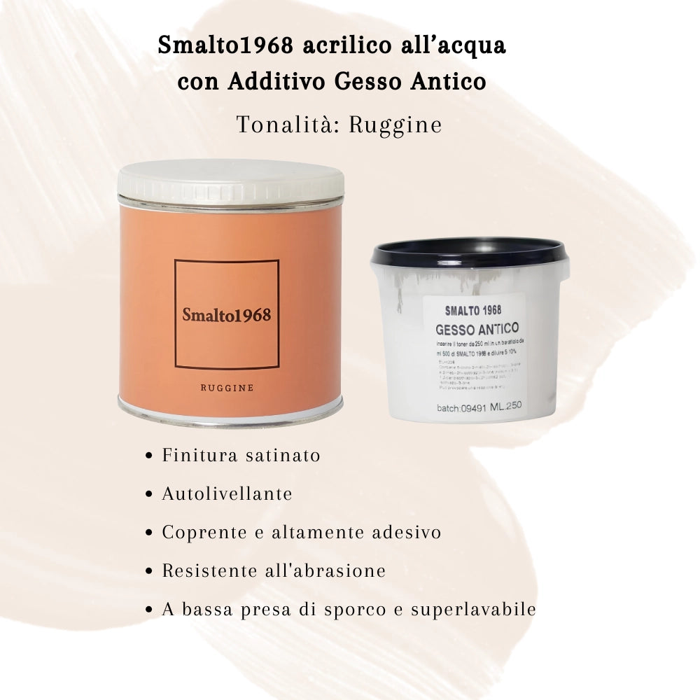 Smalto1968 base acqua gesso antico shabby chic finitura opaca multicolore l 0.5 *** colore- ruggine, confezione 1