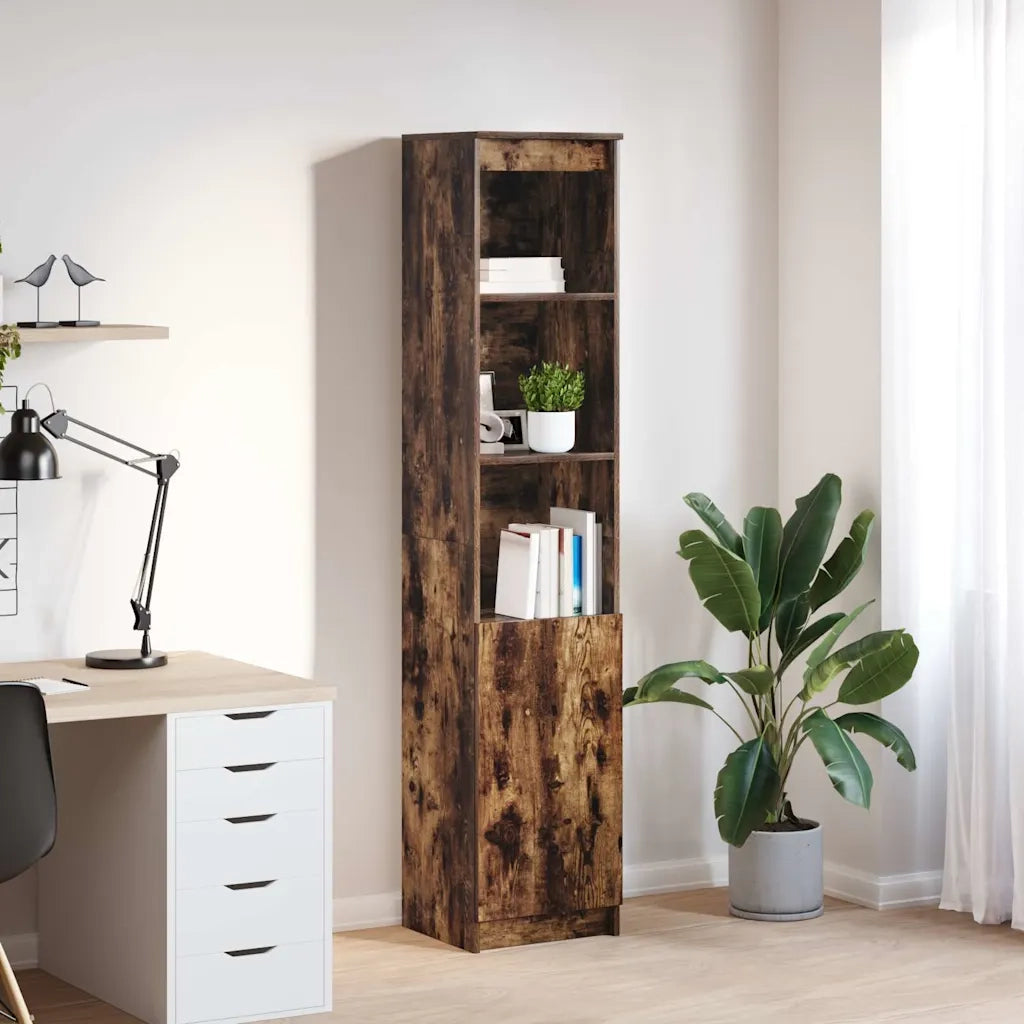 Credenza | Madia | Buffet da pranzo | Armadio da pranzo Rovere Fumo 37,5x35x180 cm in Legno Multistrato