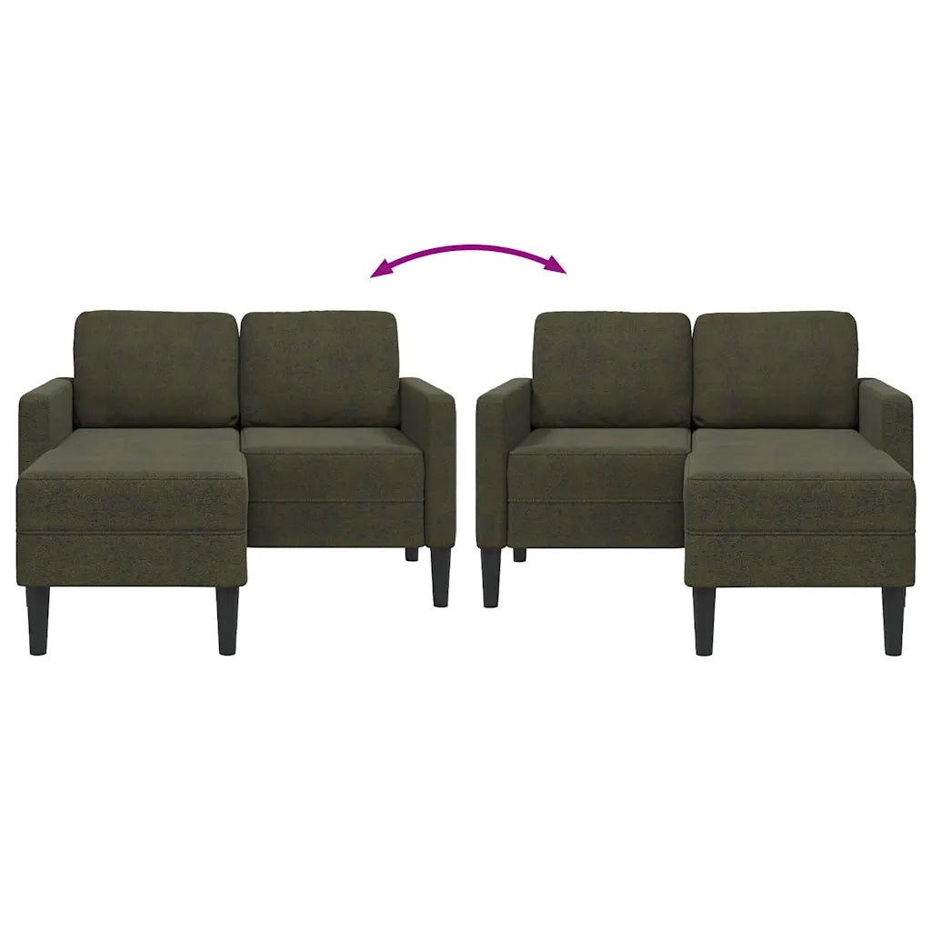 vidaXL Divano 2 Posti con Chaise a L Verde Militare 125 cm Similpelle
