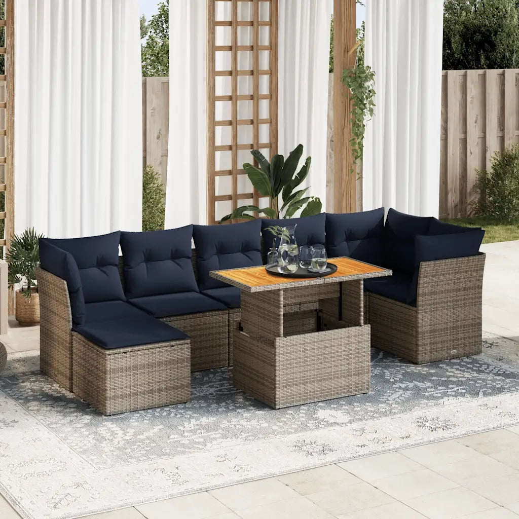 Set Divano da Giardino 8 pz con Cuscini Grigio in Polyrattan 3326959