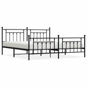 Letto matrimoniale | Letto per adulti | Giroletto con Testiera e Pediera Metallo Nero 193x203 cm