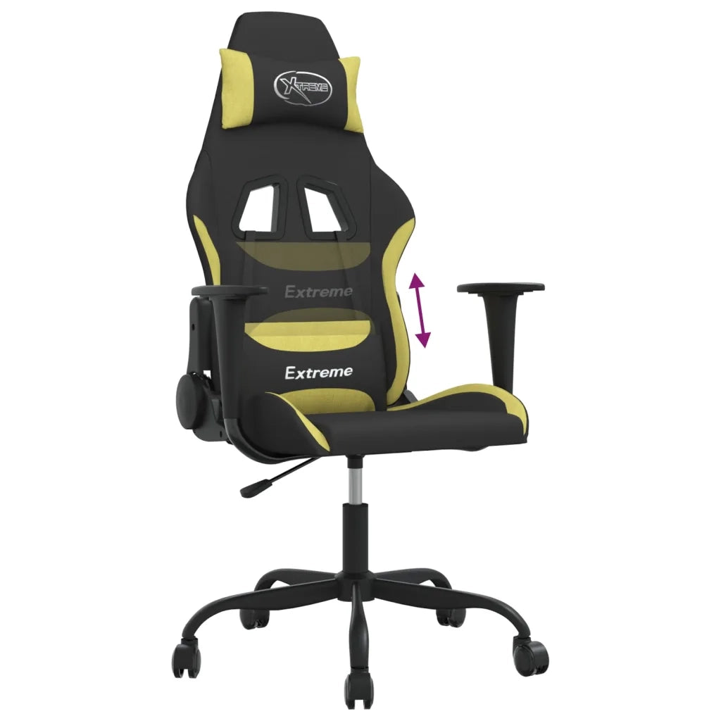Sedia da Gaming | Sedia da e-sports Nero e Verde Chiaro in Tessuto