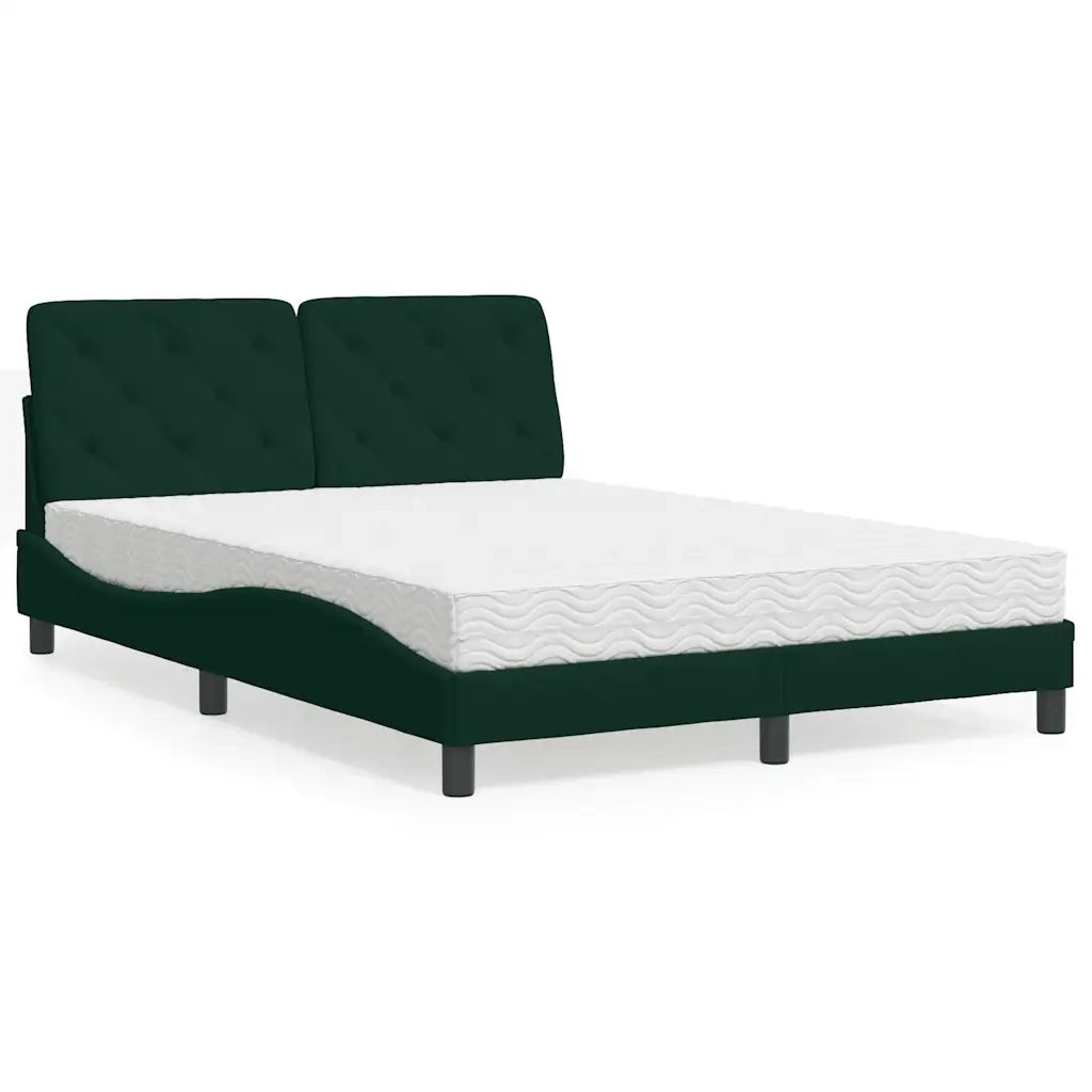 Letto con Materasso Verde Scuro 120x200 cm in Velluto 3208649