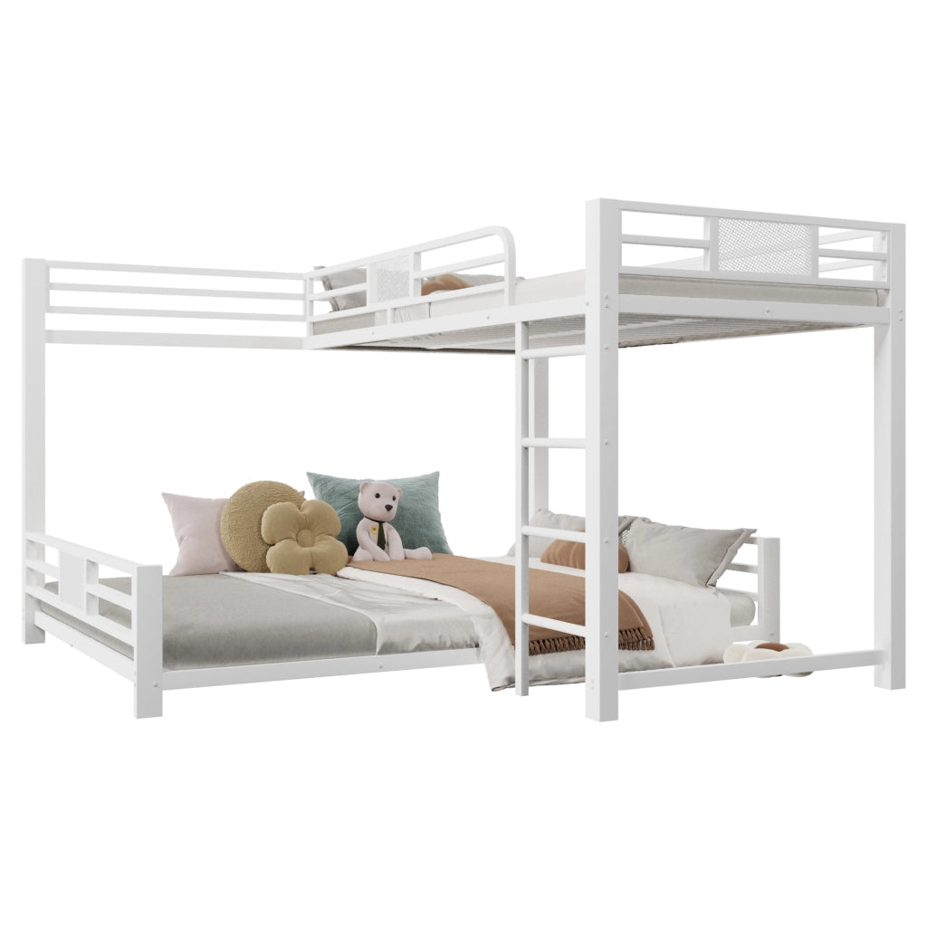 LETTO A CASTELLO A L 140x200 cm in metallo bianco