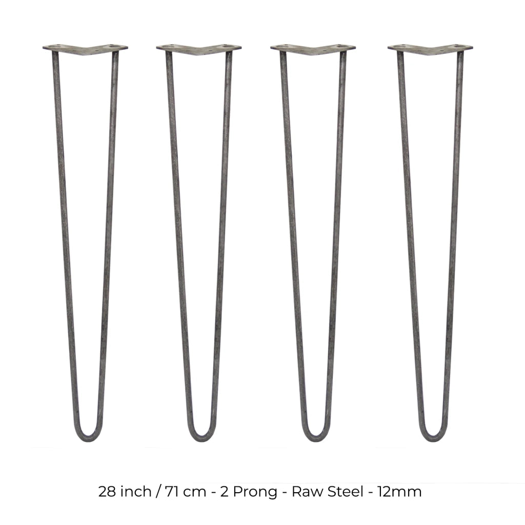 4 Gambe per Tavolo a Forcina SkiSki Legs 71cm Acciaio Naturale 2 Rebbi 12mm