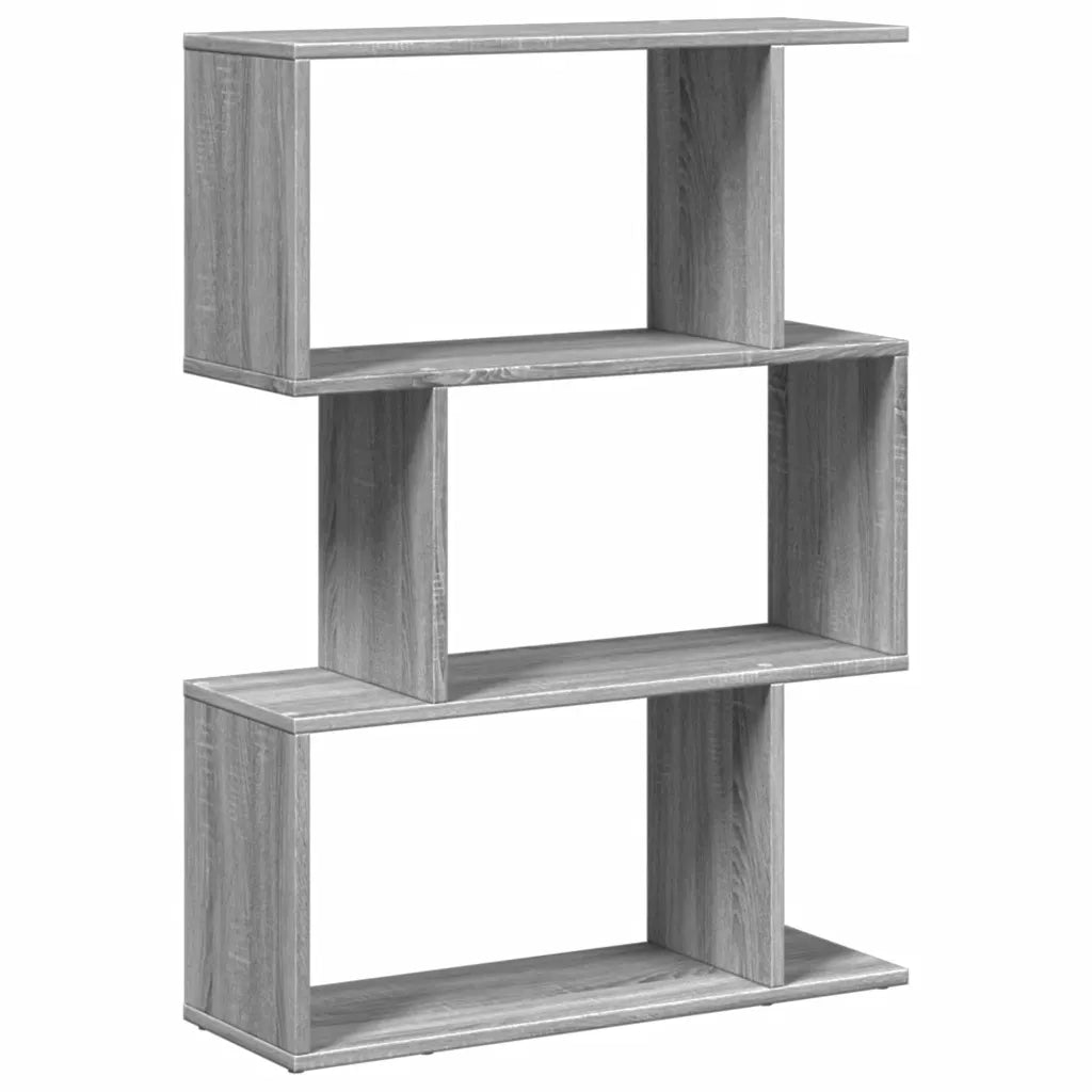 Libreria Divisorio 3 Piani-Scaffale per Libri-Mobile di Stoccaggio Grigio Sonoma 70x24x97 cm Truciolato
