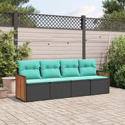 Set Divani da Giardino 4 pz con Cuscini Nero in Polyrattan 3227450