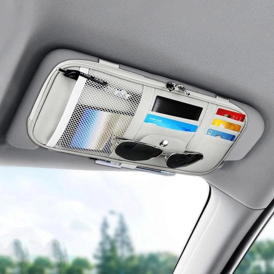 Organizzatore di auto interno con accessori in pelle - Borsa di stoccaggio per carte, patente, chiavi, telefono, fattura e documenti.