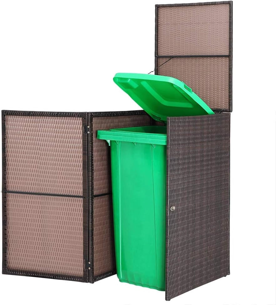 Box di Rivestimento per Cassonetti della Spazzatura fino a 240 L Coperchio Ribaltabile Polirattan