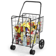 Carrello della spesa pieghevole 61 x 62 x 102 cm portata 40 kg pratico leggero metallo nero 20_0019538