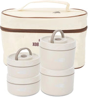 Lunchbox isolata in acciaio inossidabile con chiusura sigillante multifunzionale, bento box termico portatile con tasca termica per lavoro, uscita, sport, campeggio, picnic e viaggio - 4 strati bianchi