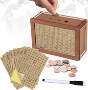Cassa di risparmio in legno retro per bambini e adulti - controlla i numeri - abitudine di risparmio - 500€ 10000€