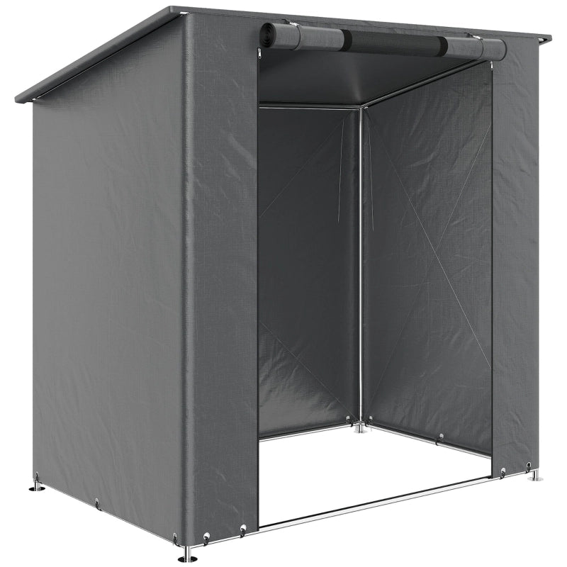 Tenda impermeabile da garage portatile 1;9x1;2m con porta a cerniera arrotolata finestra di ventilazione grigio scuro