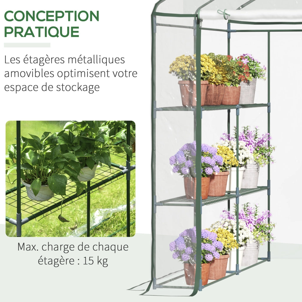 Serra da giardino con scaffali 3 livelli ¨C zephmum ¨C verde 143x143x195cm