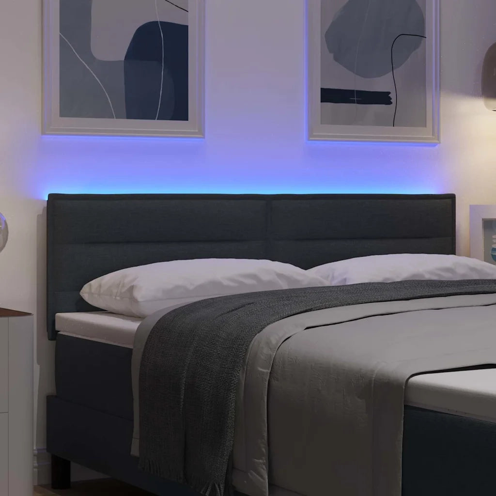 Testiera | Testata LED con strisce LED Grigio scuro 144 cm Tessuto
