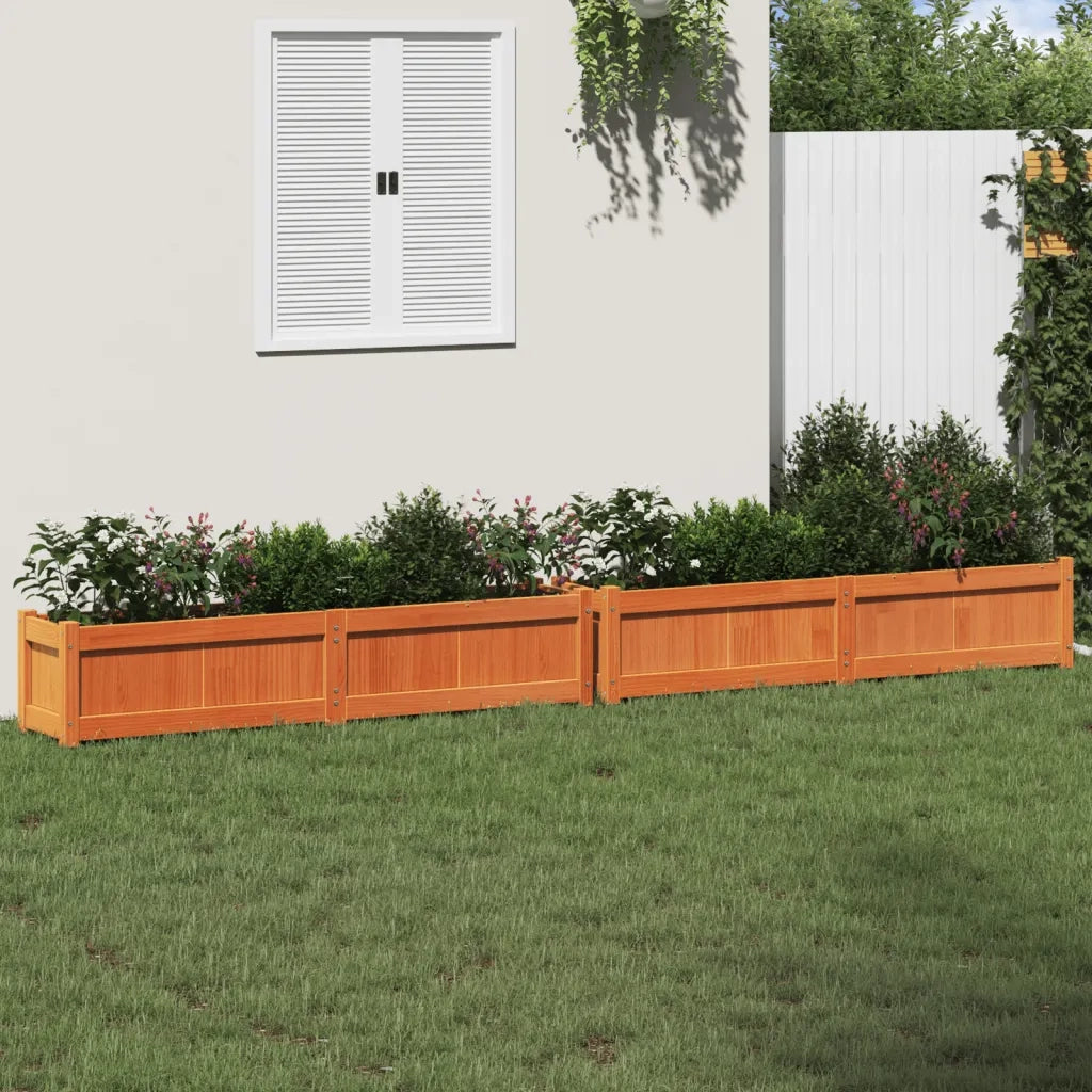 Fioriere da Giardino 2pz Marrone Cera Legno Massello di Pino 837479