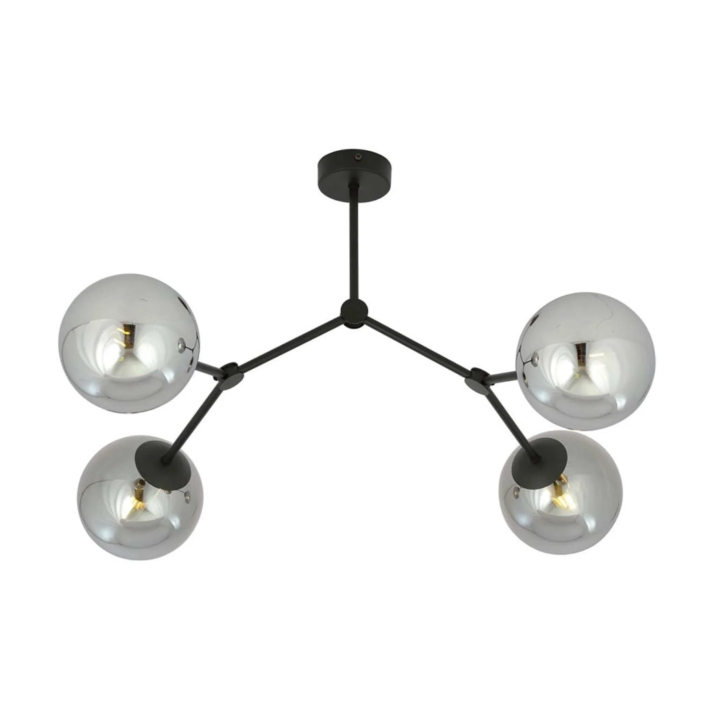 Plafoniera Minimal Iperione Acciaio Nero Grigio 4 Luci E14 Ip20