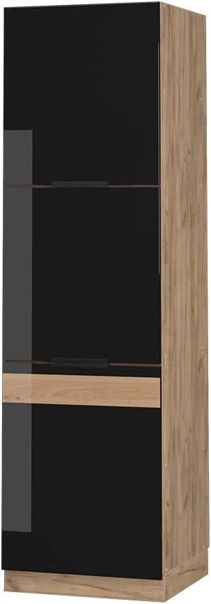 Mobile per forno da incasso Fame-Line, Rovere nero lucido, 60 cm, per la combinazione con altri moduli della serie Fame-Line