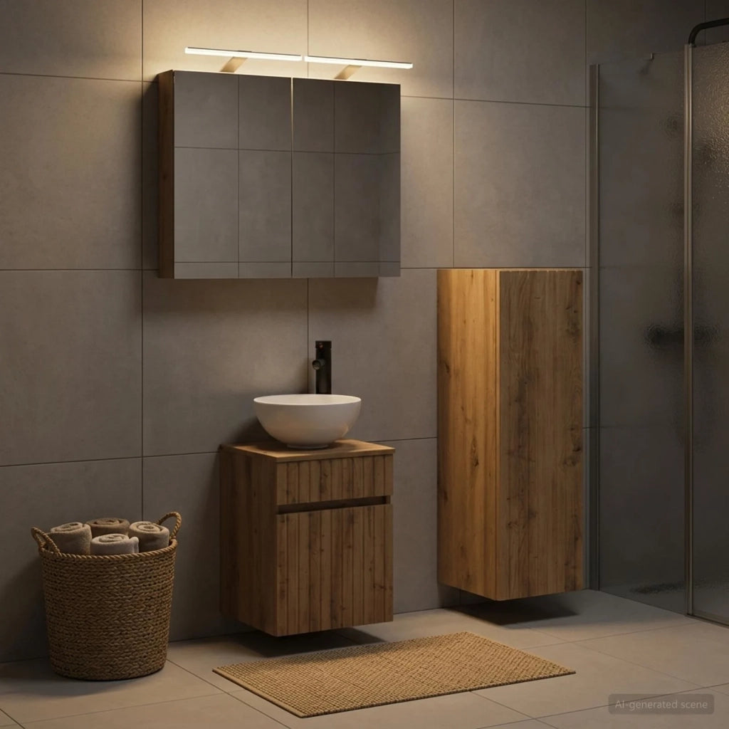 Set di mobili per il bagno 4 pz Rovere Artigianale 3407462