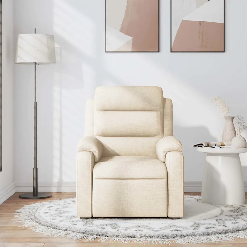 Poltrona Massaggiante | Sedia Relax Reclinabile Crema in Tessuto