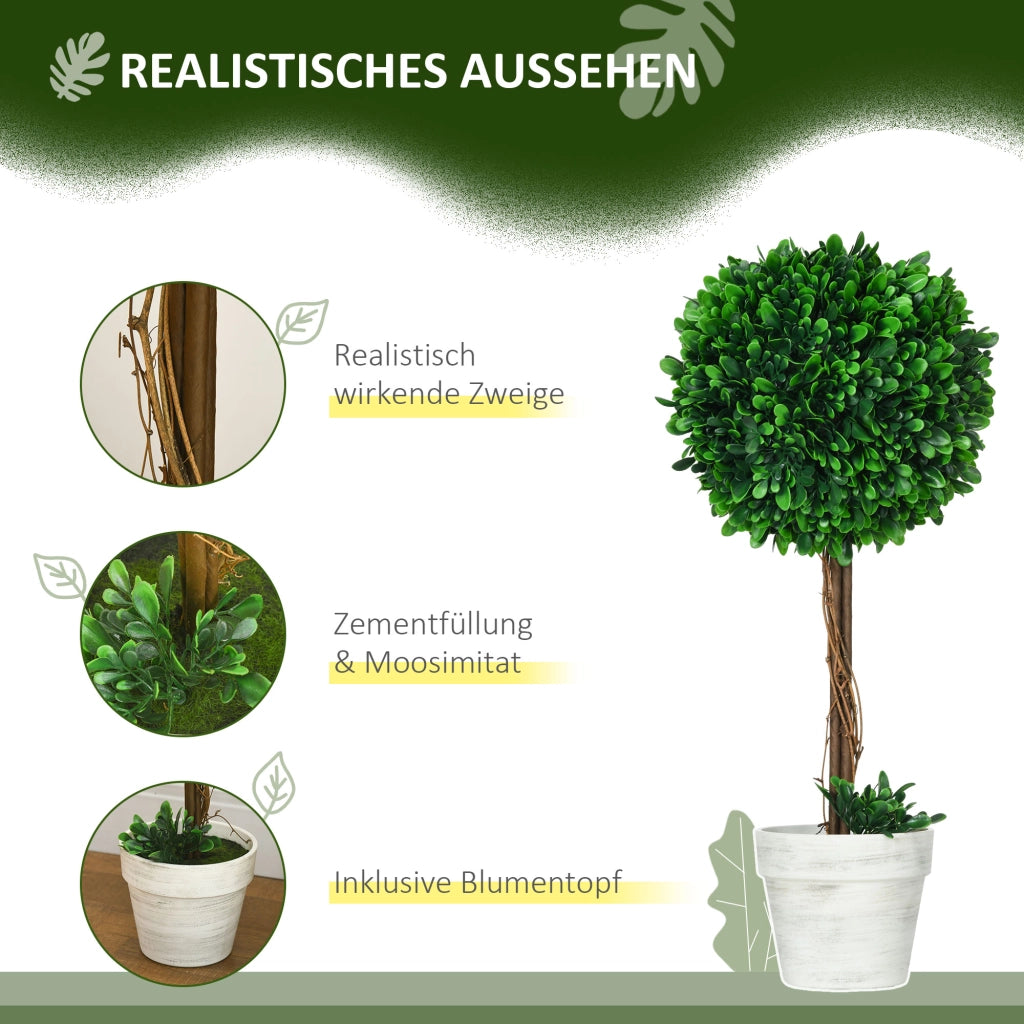 Set 2 piante artificiali Buxus ¨C Zephmum ¨C Verde, resina, 28x28x60 cm